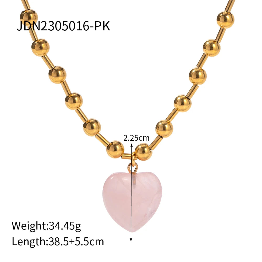 Elegant Romantic Heart Pendant Necklace for Women .Crafted from High-Quality Stainless Steel with 18K Gold Plating and a Refined Metal Texture