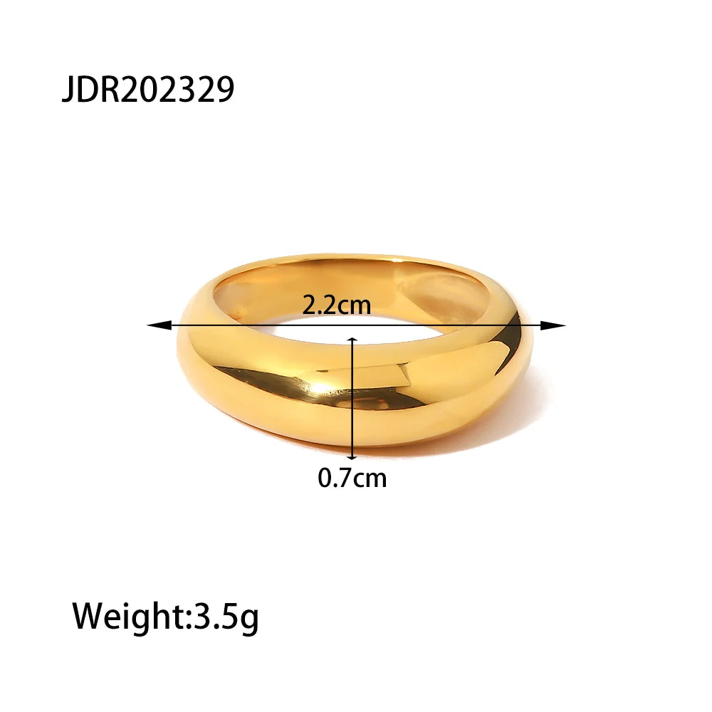 18K Gold-Plated Stainless Steel Shell Inlay Statement Ring . Textured Metal Fashion Jewelry for Women . Waterproof & Tarnish-Free
