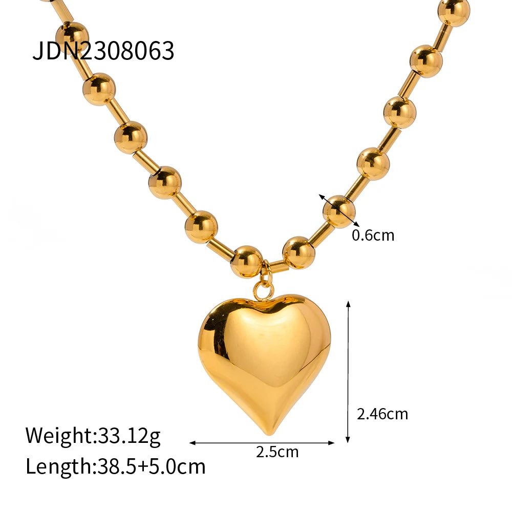 Elegant Romantic Heart Pendant Necklace for Women .Crafted from High-Quality Stainless Steel with 18K Gold Plating and a Refined Metal Texture
