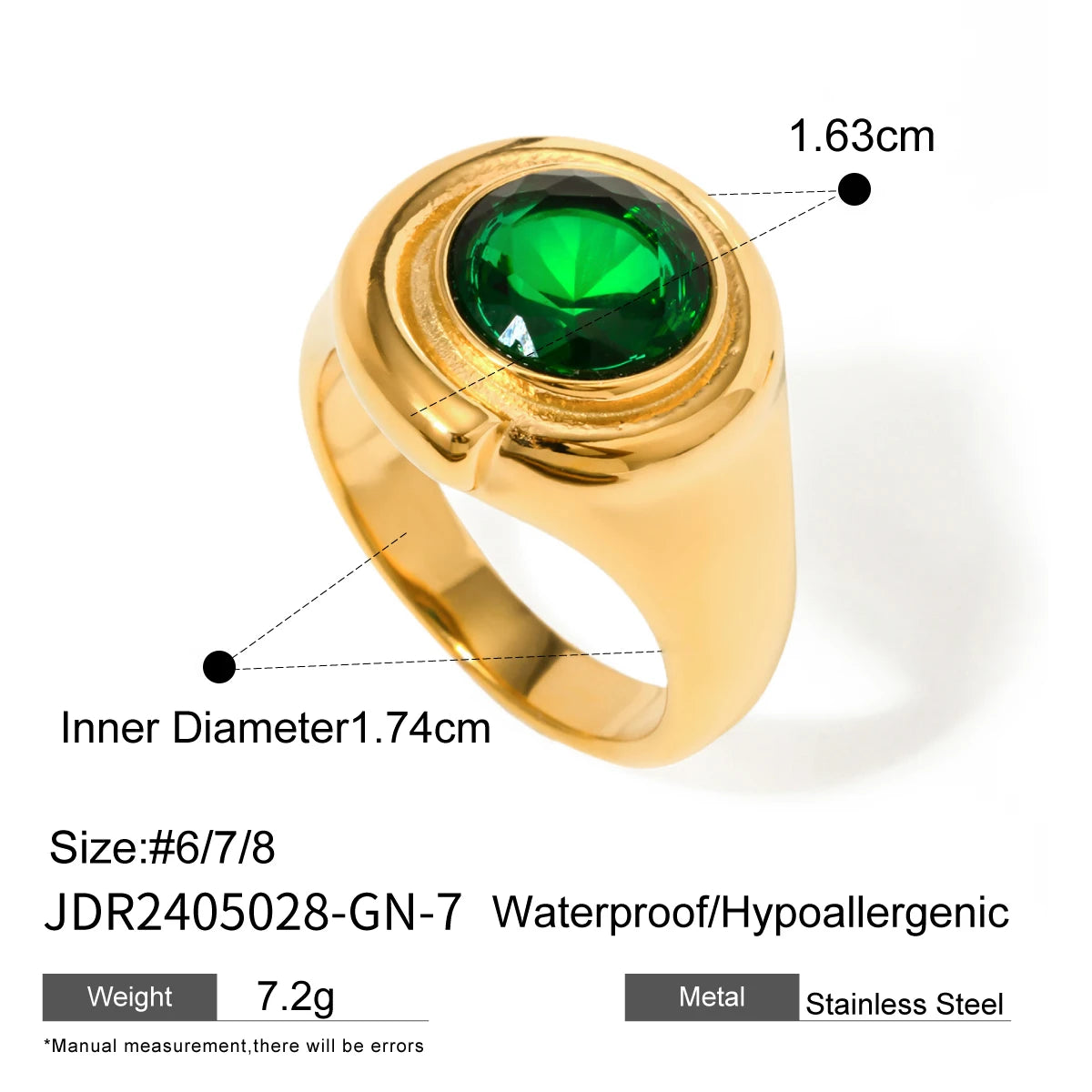 Elegant Waterproof Stainless Steel Ring for Women . 18K Gold Color Plated with Sparkling Cubic Zirconia, Perfect for Engagements or Everyday Chic