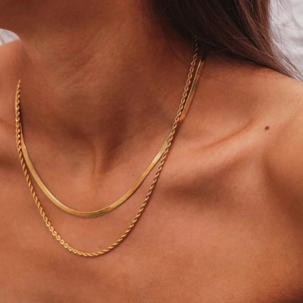316L Stainless Steel Chunky Chain Necklace for Women . Thick, Glossy & Waterproof Collar Necklace, Bold Statement Jewelry Piece