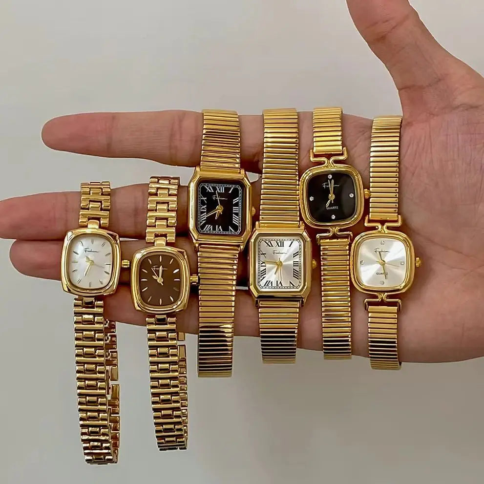 Vintage-Inspired Ladies' Watch – Durable Stainless Steel with Reliable Japanese Movement, Waterproof Design, and Polished 18K Gold PVD Plating for a Shiny, Elegant Finish