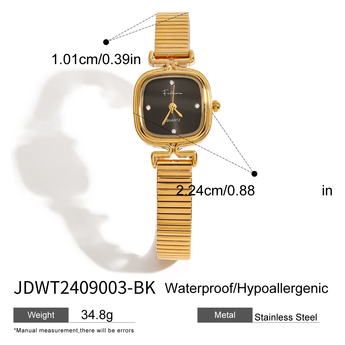 Vintage-Inspired Ladies' Watch – Durable Stainless Steel with Reliable Japanese Movement, Waterproof Design, and Polished 18K Gold PVD Plating for a Shiny, Elegant Finish
