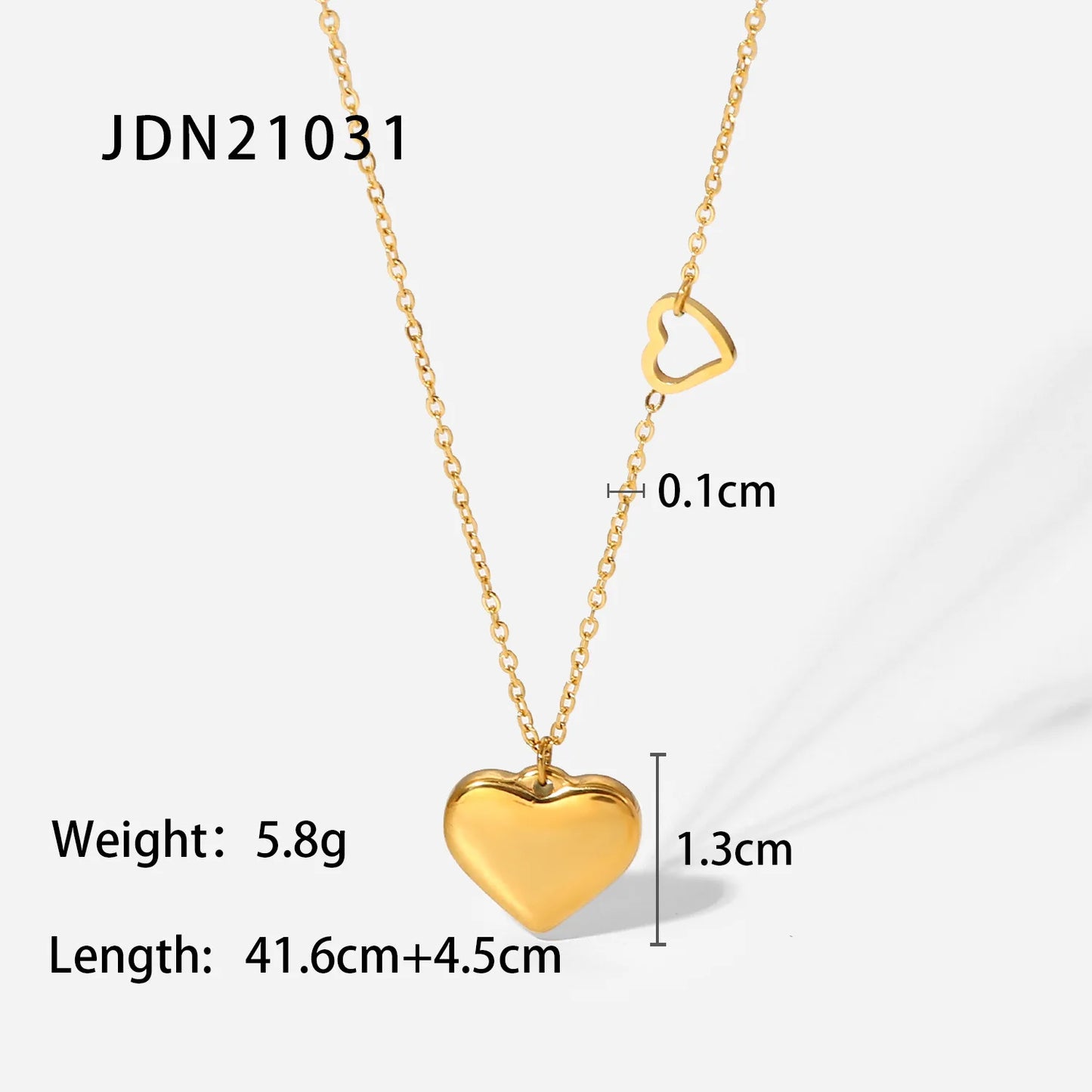 Elegant Romantic Heart Pendant Necklace for Women .Crafted from High-Quality Stainless Steel with 18K Gold Plating and a Refined Metal Texture