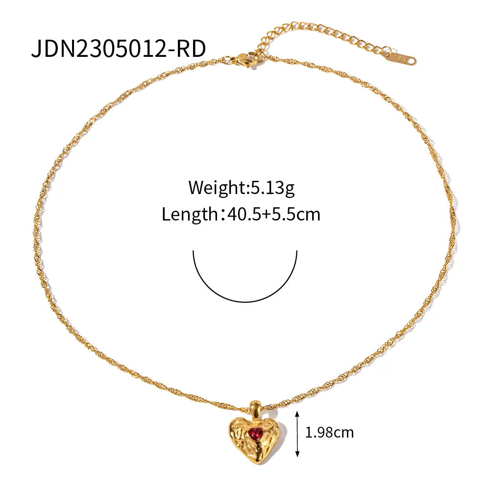 Elegant Romantic Heart Pendant Necklace for Women .Crafted from High-Quality Stainless Steel with 18K Gold Plating and a Refined Metal Texture