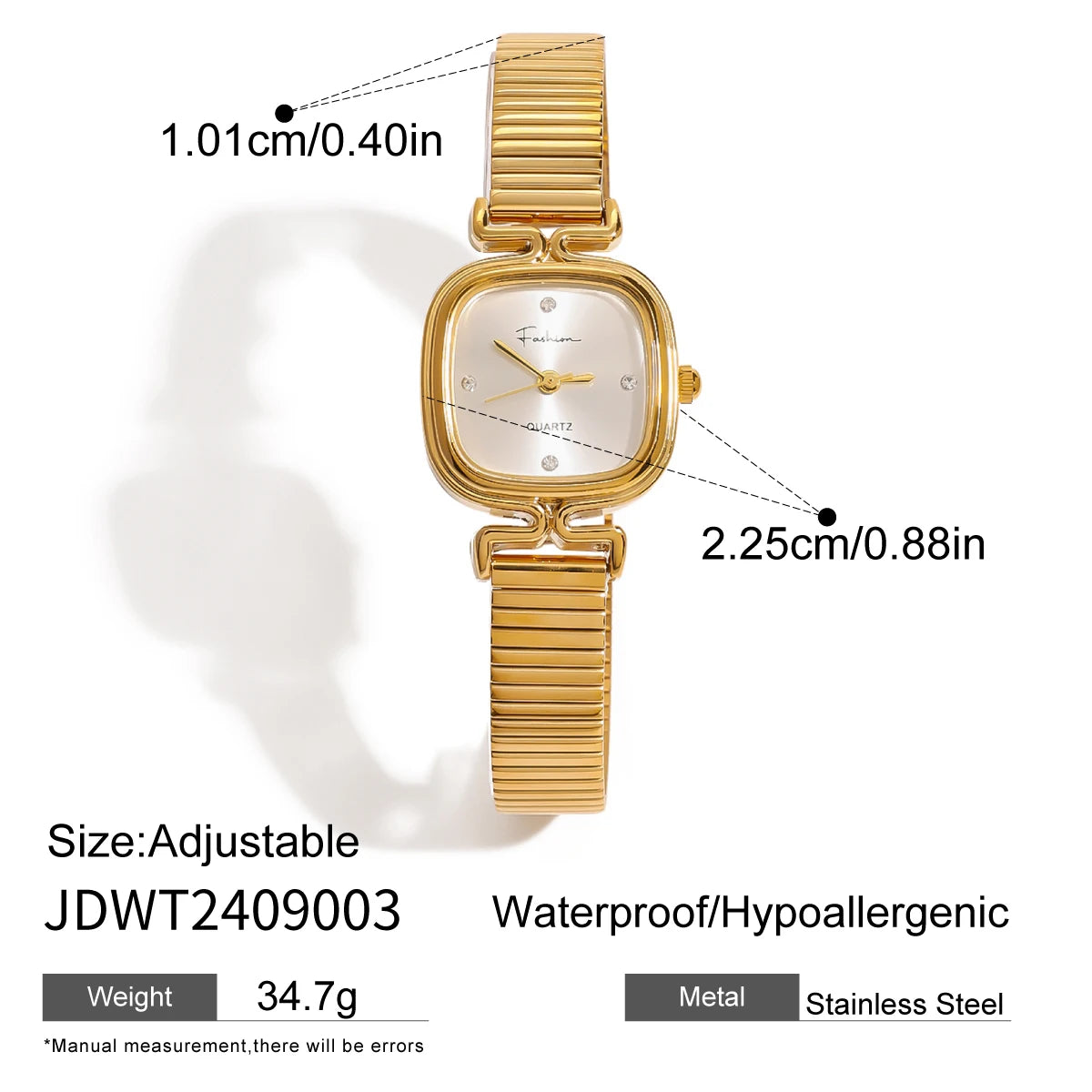 Vintage-Inspired Ladies' Watch – Durable Stainless Steel with Reliable Japanese Movement, Waterproof Design, and Polished 18K Gold PVD Plating for a Shiny, Elegant Finish