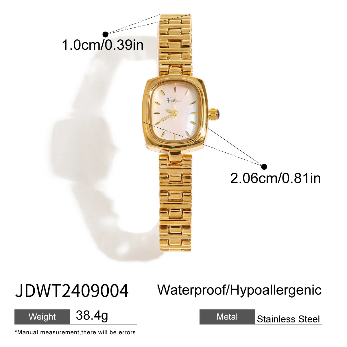 Vintage-Inspired Ladies' Watch – Durable Stainless Steel with Reliable Japanese Movement, Waterproof Design, and Polished 18K Gold PVD Plating for a Shiny, Elegant Finish
