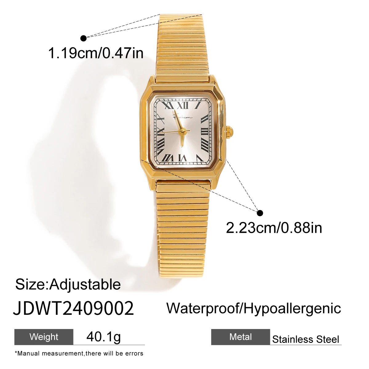 Vintage-Inspired Ladies' Watch – Durable Stainless Steel with Reliable Japanese Movement, Waterproof Design, and Polished 18K Gold PVD Plating for a Shiny, Elegant Finish
