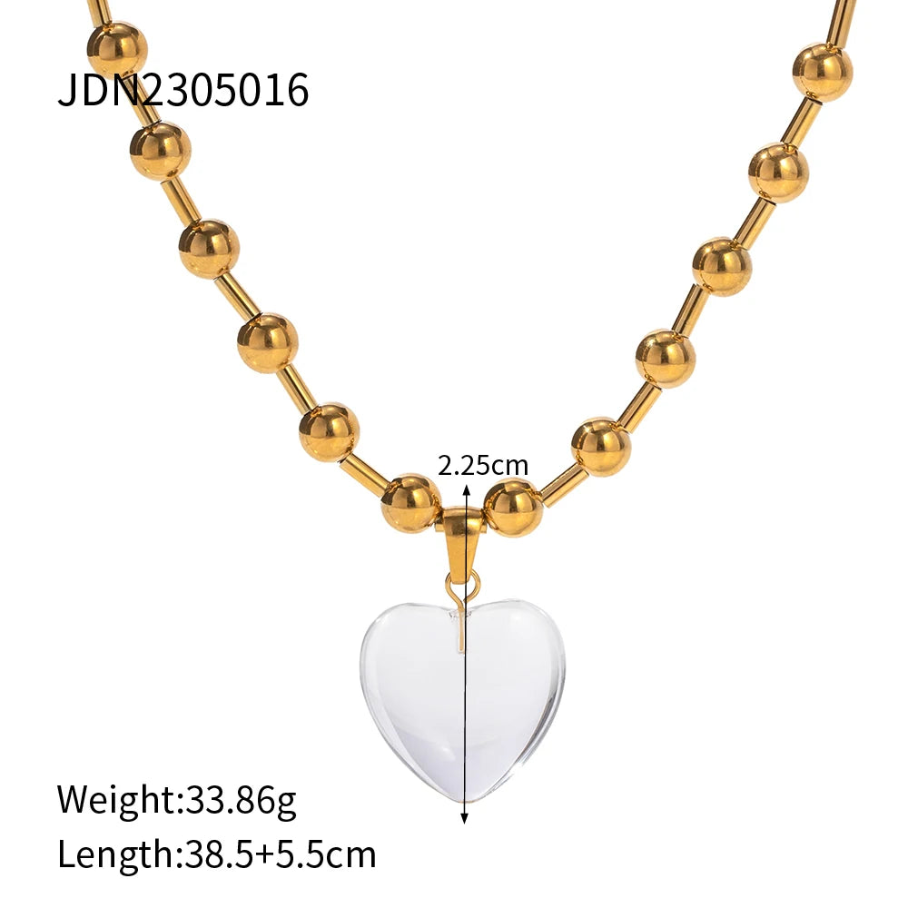 Elegant Romantic Heart Pendant Necklace for Women .Crafted from High-Quality Stainless Steel with 18K Gold Plating and a Refined Metal Texture