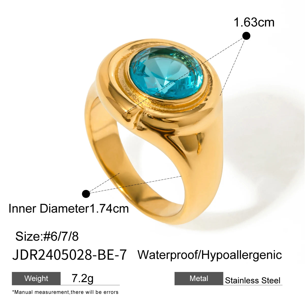 Elegant Waterproof Stainless Steel Ring for Women . 18K Gold Color Plated with Sparkling Cubic Zirconia, Perfect for Engagements or Everyday Chic