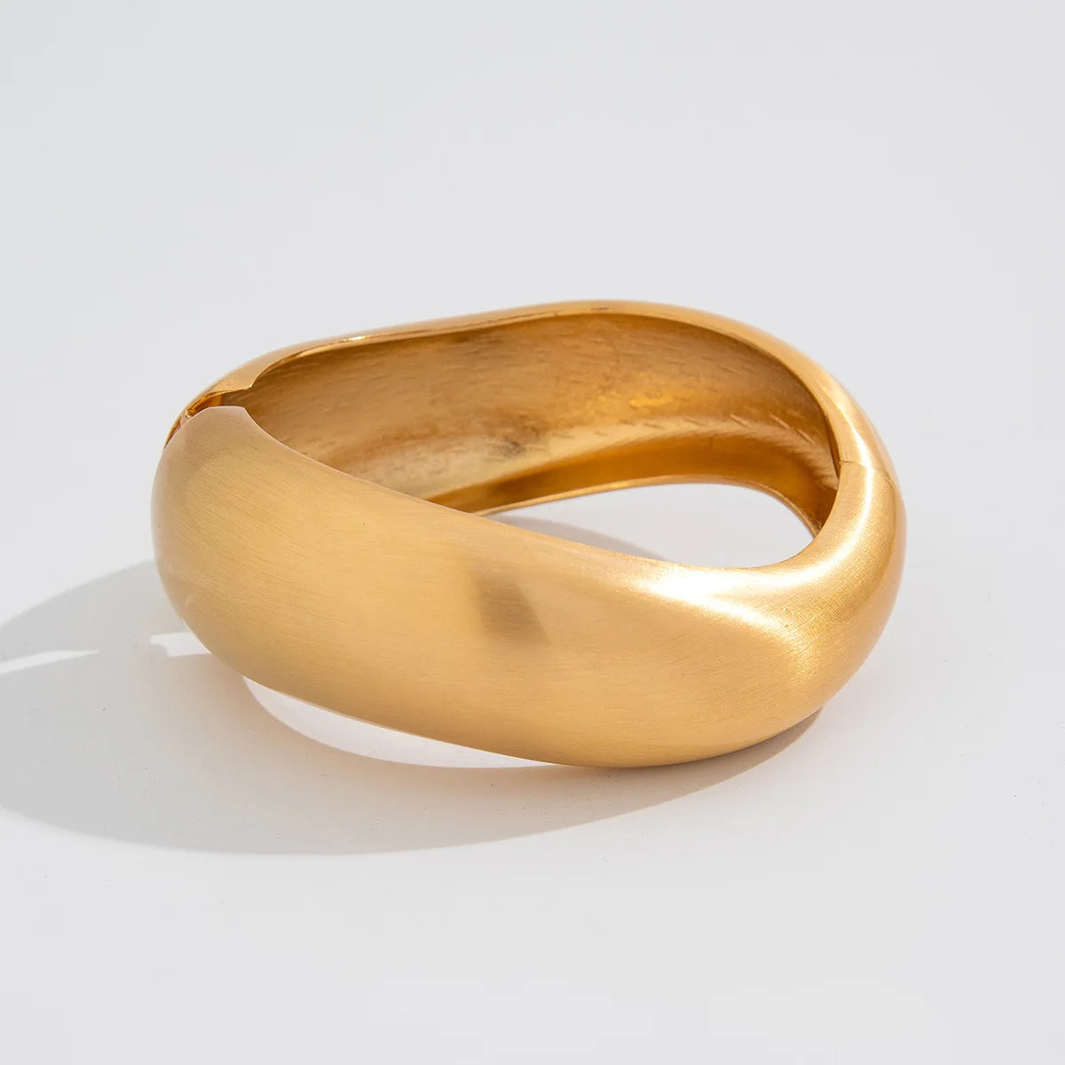 Chunky Wide Metal Water Drop Bangle . Bold Open Cuff Bracelet in Gold Color with Thick Irregular Wave Design, A Statement Piece of Jewelry for Women
