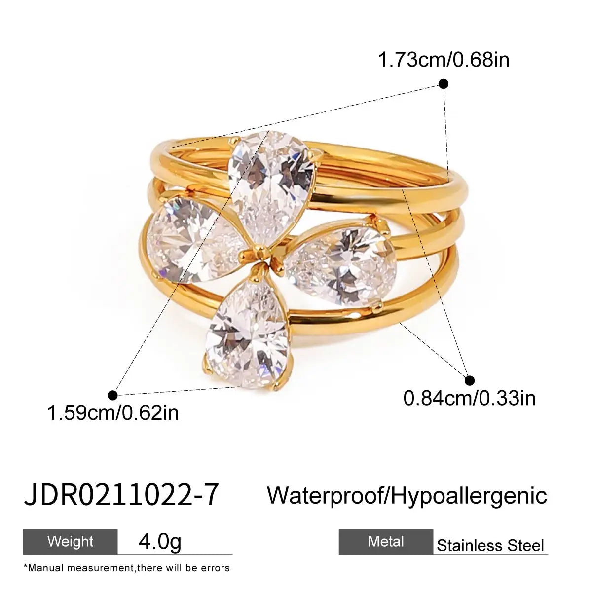 Minimalist 3-Piece Ring Set . Stainless Steel Stackable Rings with Zircon Accents and Ribbed Flower Detail for Effortless Style