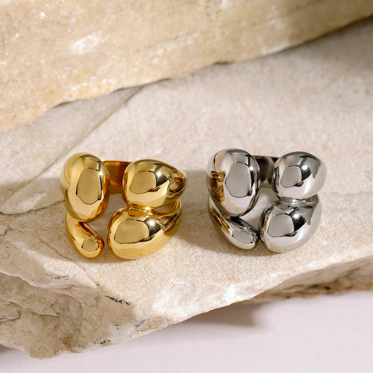 Chic Minimalist Ring for Women . Real Gold PVD Plated Stainless Steel, Waterproof & Fashion-Forward Metal Jewelry Piece