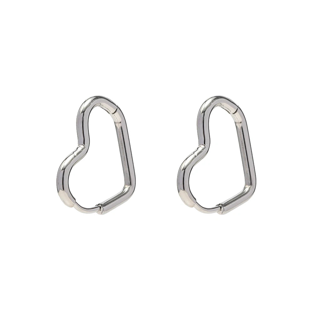 Dainty Heart Hoop Earrings . Minimalist 18K Gold Plated Stainless Steel, High Polished Non-Tarnish Huggie Hoops for Women