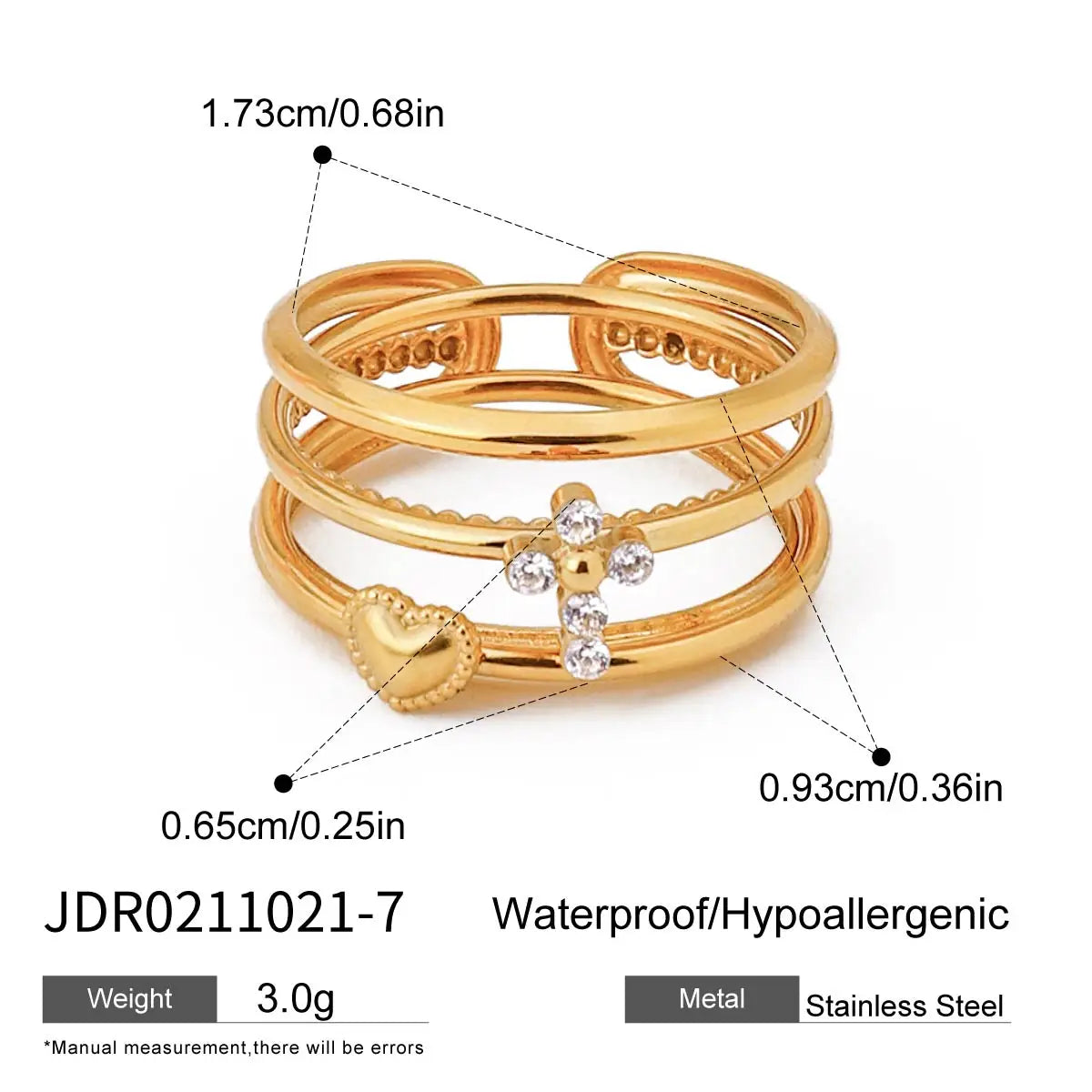Minimalist 3-Piece Ring Set . Stainless Steel Stackable Rings with Zircon Accents and Ribbed Flower Detail for Effortless Style