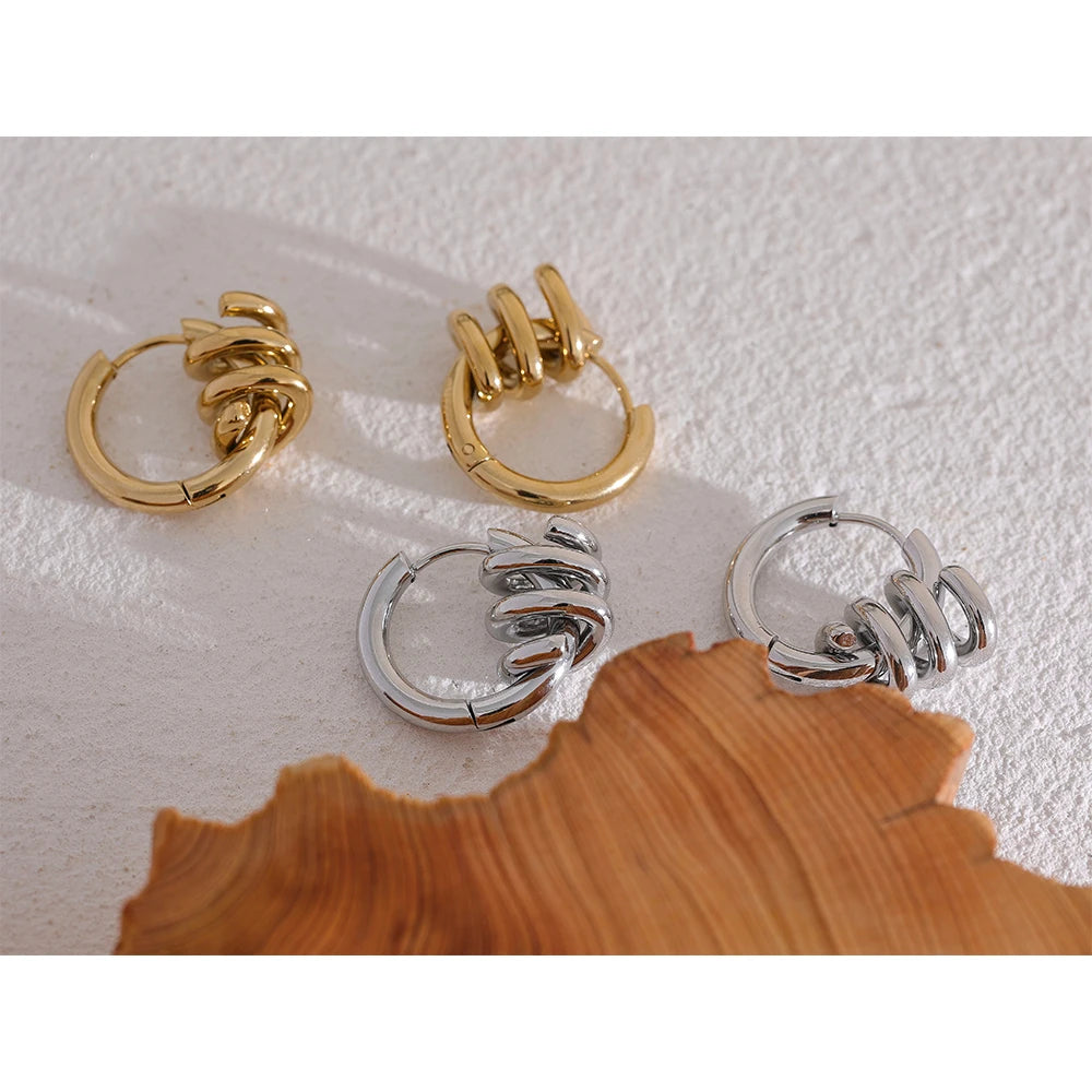 Elegant Twisted Hoop Earrings for Women . 18K PVD Gold Plated Stainless Steel, Waterproof & Hypoallergenic Fashion Geometric Jewelry