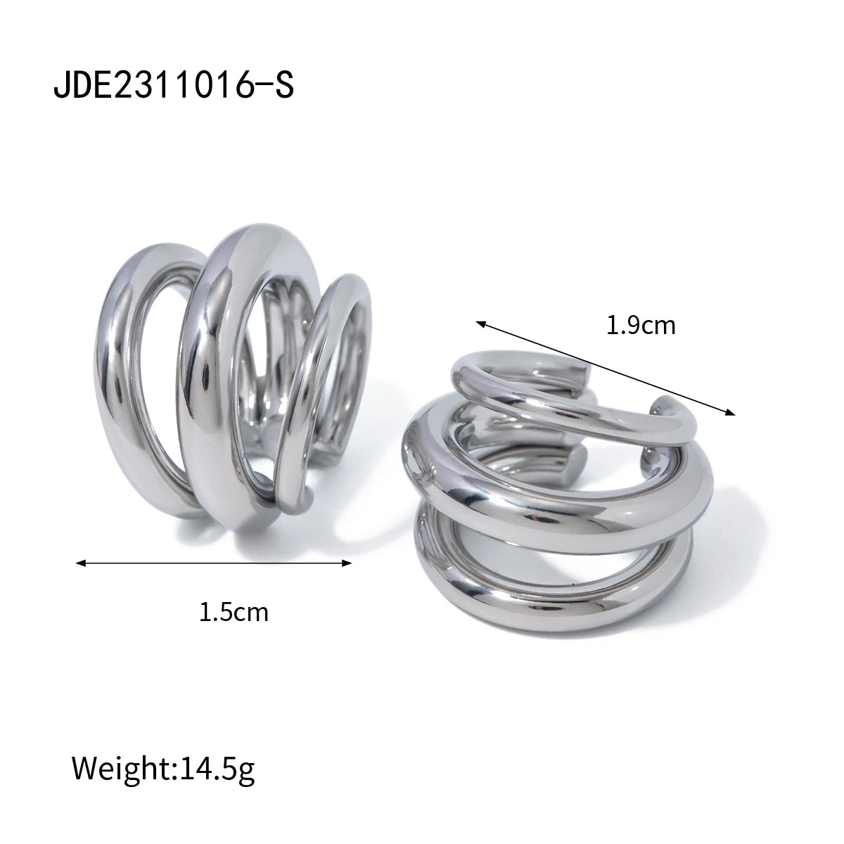 18K Gold Color Stainless Steel Triple.Layer Ear Cuff . Waterproof & Tarnish-Resistant Fashion Jewelry for Trendy Women