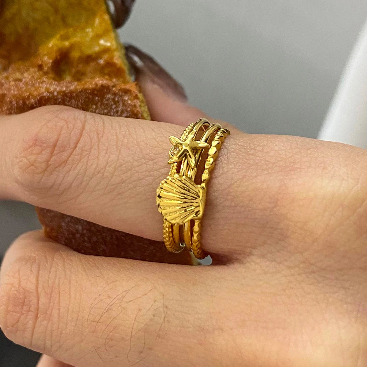 Minimalist 3-Piece Ring Set . Stainless Steel Stackable Rings with Zircon Accents and Ribbed Flower Detail for Effortless Style