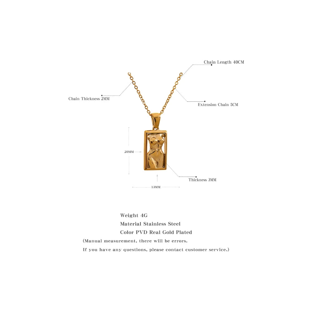 Bold Square Pendant Necklace . Gold-Tone Textured Stainless Steel with a Statement Design, Perfect for Personalized Summer Style