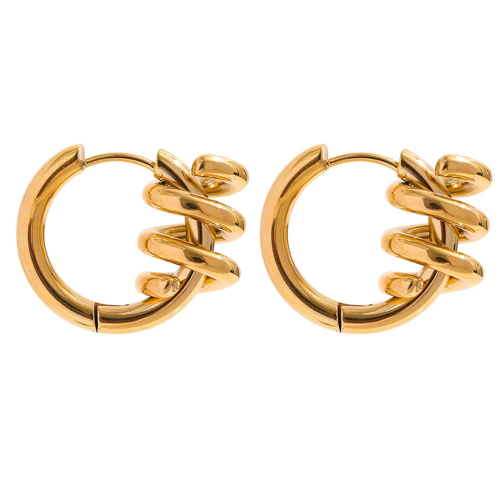 Elegant Twisted Hoop Earrings for Women . 18K PVD Gold Plated Stainless Steel, Waterproof & Hypoallergenic Fashion Geometric Jewelry