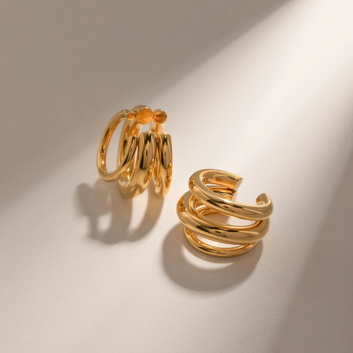 18K Gold Color Stainless Steel Triple.Layer Ear Cuff . Waterproof & Tarnish-Resistant Fashion Jewelry for Trendy Women