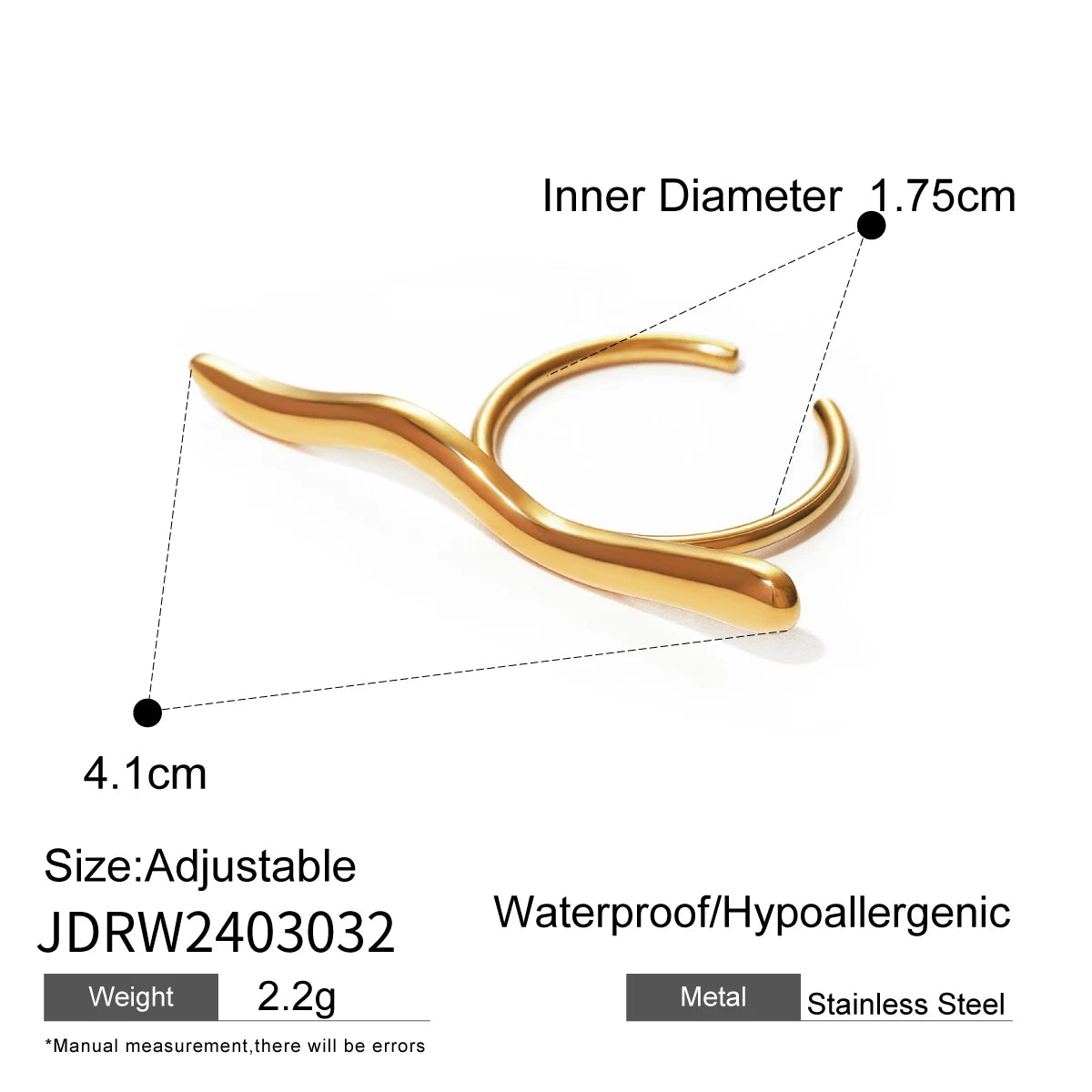 Minimalist Classy Ring for Women . 18K Gold Plated Stainless Steel, Waterproof and Stylish Unique Finger Jewelry for Everyday Elegance