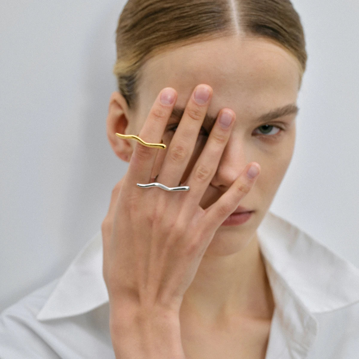 Minimalist Classy Ring for Women . 18K Gold Plated Stainless Steel, Waterproof and Stylish Unique Finger Jewelry for Everyday Elegance
