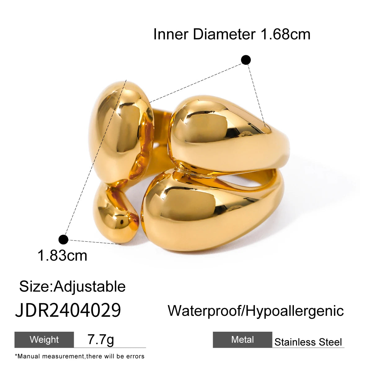 Chic Minimalist Ring for Women . Real Gold PVD Plated Stainless Steel, Waterproof & Fashion-Forward Metal Jewelry Piece