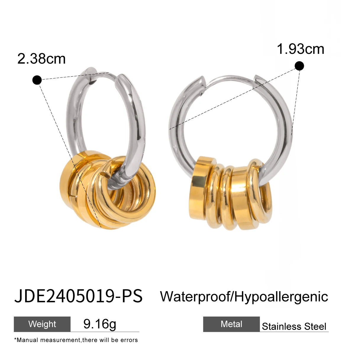 Personalized Geometric Hollow Huggie Earrings for Women .18K Gold Plated on 316L Stainless Steel, Unusual Chic Design, Waterproof Fashion Jewelry