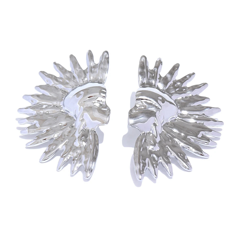 Mayans Stylish Unique Stainless Steel Metal Portrait Charm Stud Earrings Individualistic Trendy Jewelry Bijoux Waterproof