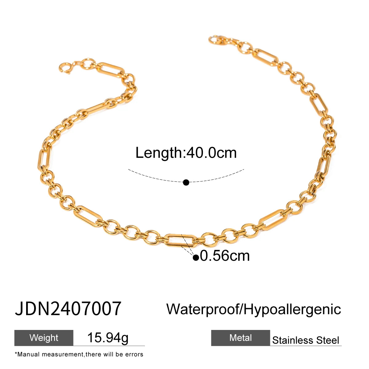 Handmade 18K Gold PVD-Plated Chain . A 40cm Stainless Steel Necklace or Bracelet Designed to Make a Bold, Elegant Statement for Modern Women
