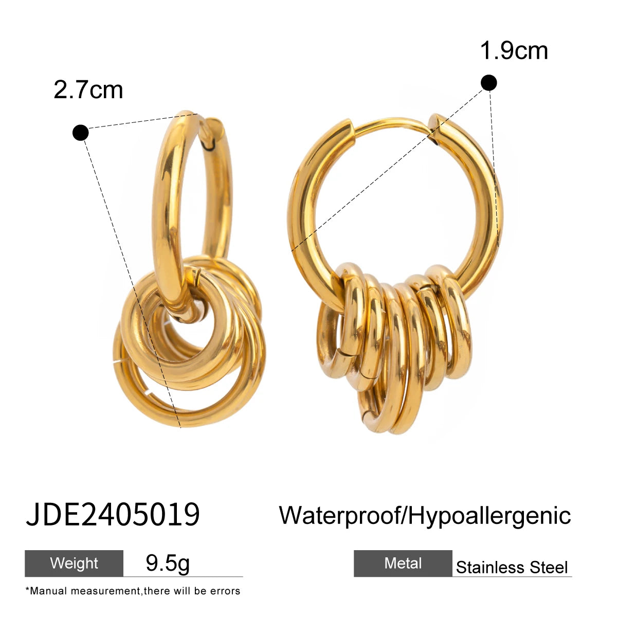 Personalized Geometric Hollow Huggie Earrings for Women .18K Gold Plated on 316L Stainless Steel, Unusual Chic Design, Waterproof Fashion Jewelry