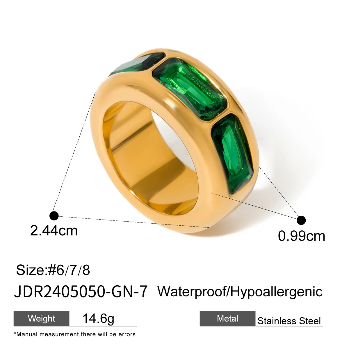 Elegant Waterproof Stainless Steel Ring for Women . 18K Gold Color Plated with Sparkling Cubic Zirconia, Perfect for Engagements or Everyday Chic