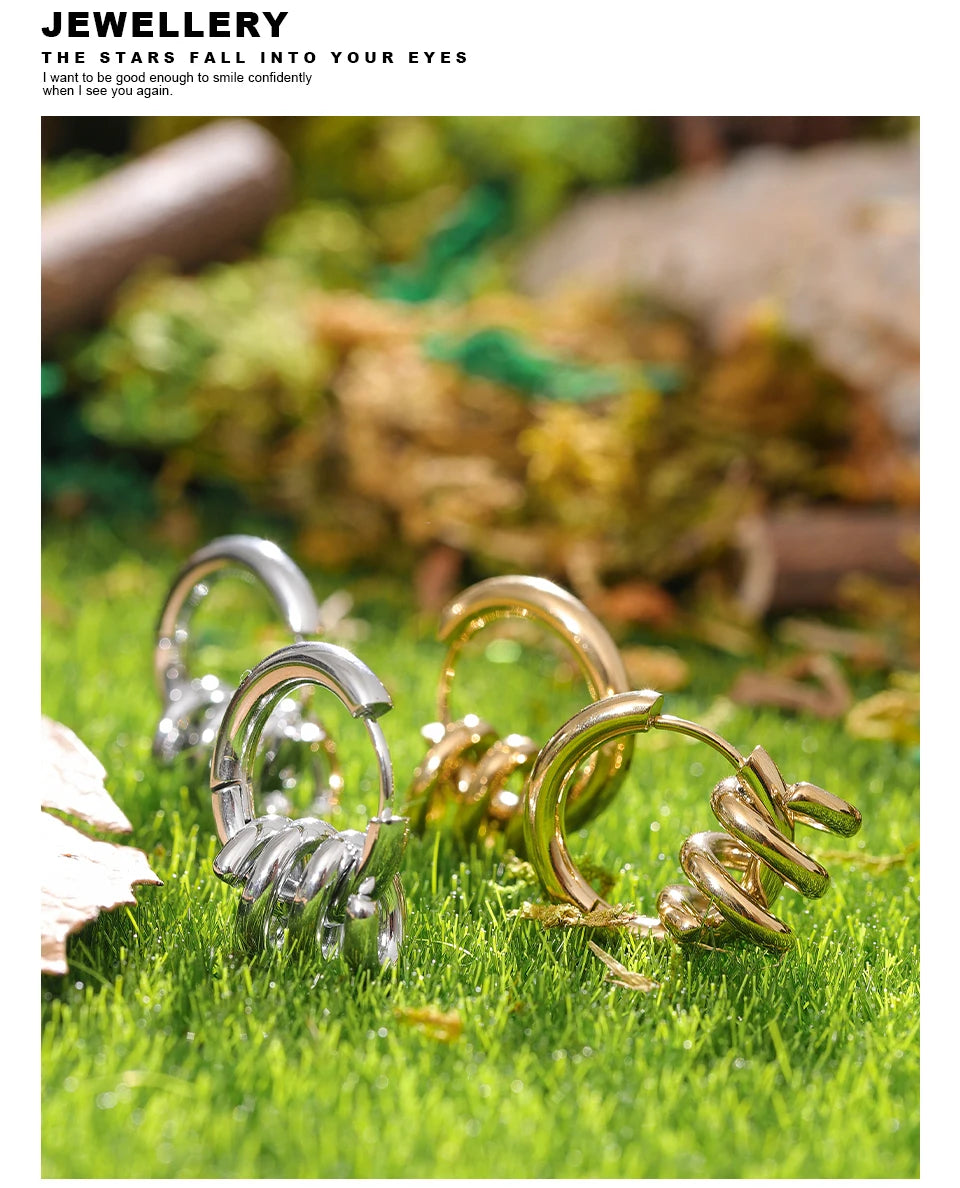 Elegant Twisted Hoop Earrings for Women . 18K PVD Gold Plated Stainless Steel, Waterproof & Hypoallergenic Fashion Geometric Jewelry