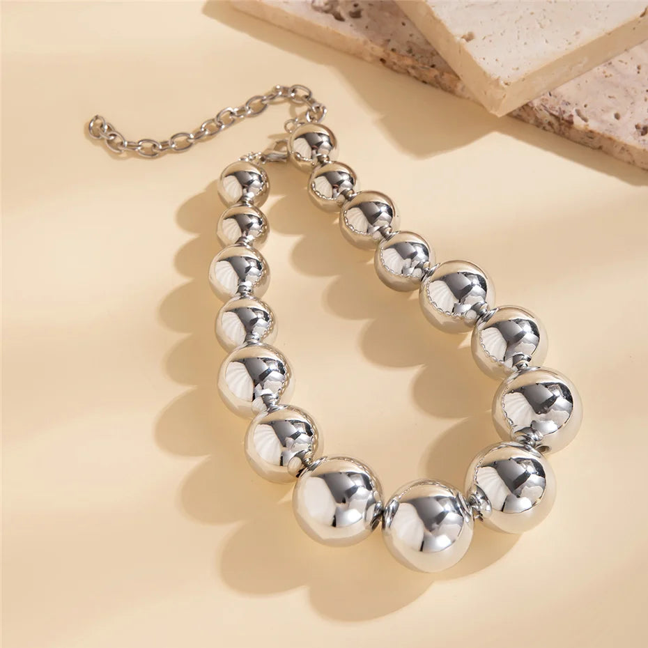 Exaggerated Goth Punk Choker Necklace for Women . Chunky Heavy Acrylic CCB Big Ball Bead Chain, Short Statement Grunge Jewelry with Steampunk Vibes