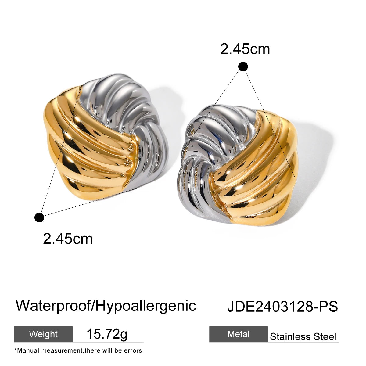 Minimalist Double Hoop Geometry Earrings . Two-Tone Criss-Cross Small Huggie Hoops, Dainty and Lightweight, Modern Everyday Jewelry for Women