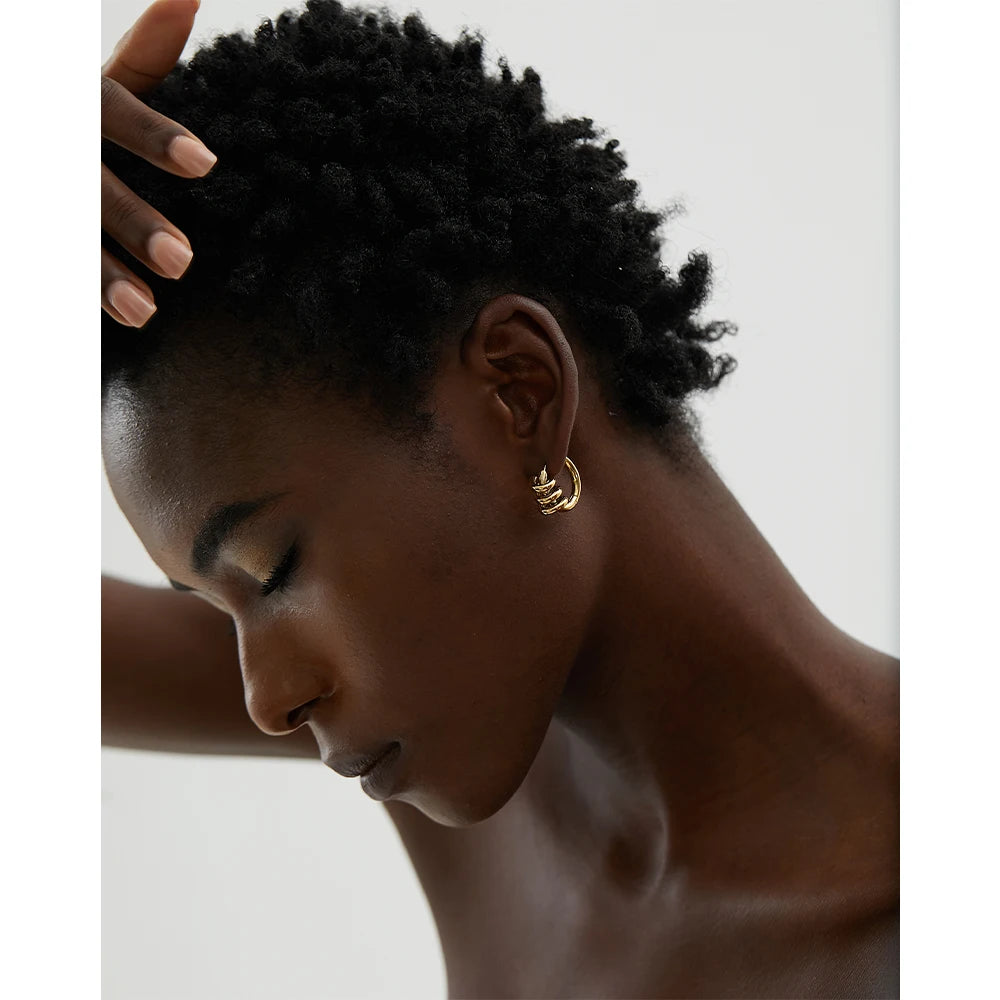 Elegant Twisted Hoop Earrings for Women . 18K PVD Gold Plated Stainless Steel, Waterproof & Hypoallergenic Fashion Geometric Jewelry