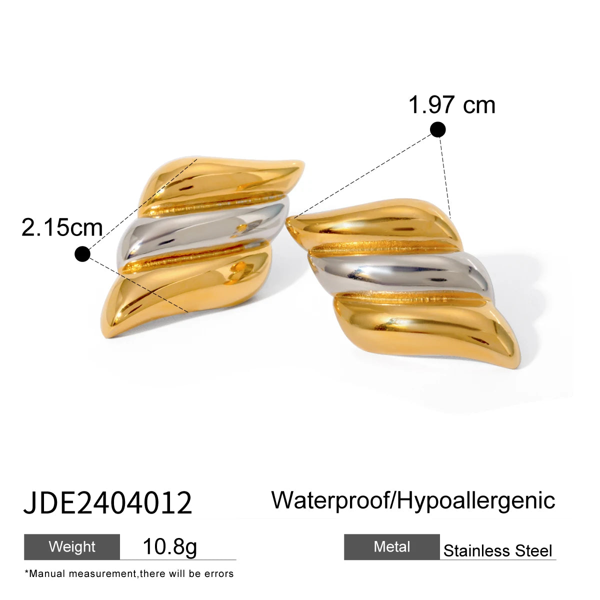 Minimalist Double Hoop Geometry Earrings . Two-Tone Criss-Cross Small Huggie Hoops, Dainty and Lightweight, Modern Everyday Jewelry for Women