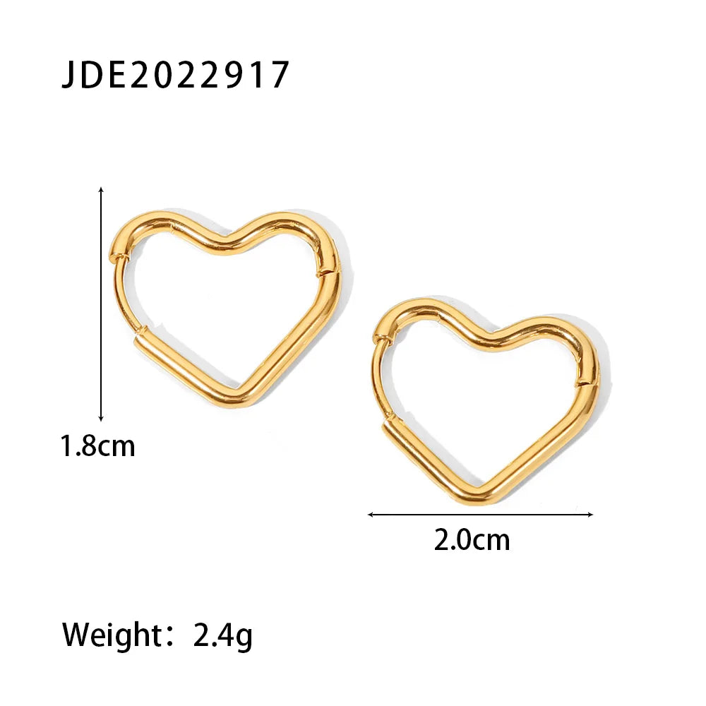 Dainty Heart Hoop Earrings . Minimalist 18K Gold Plated Stainless Steel, High Polished Non-Tarnish Huggie Hoops for Women