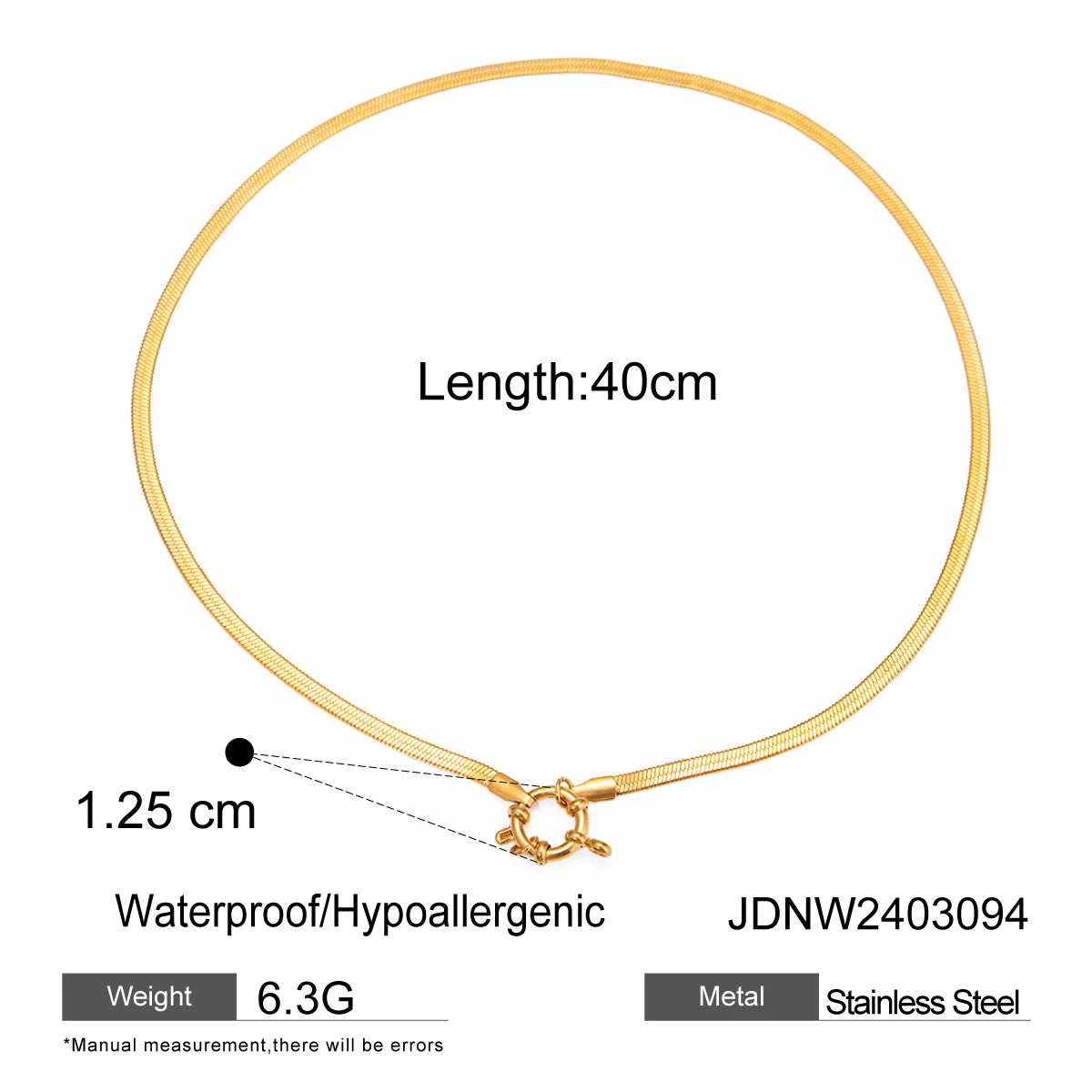 18K Gold-Plated Stainless Steel Chain Necklace . Textured Titanium Charm Collar Jewelry . Waterproof Elegant Collier Femme