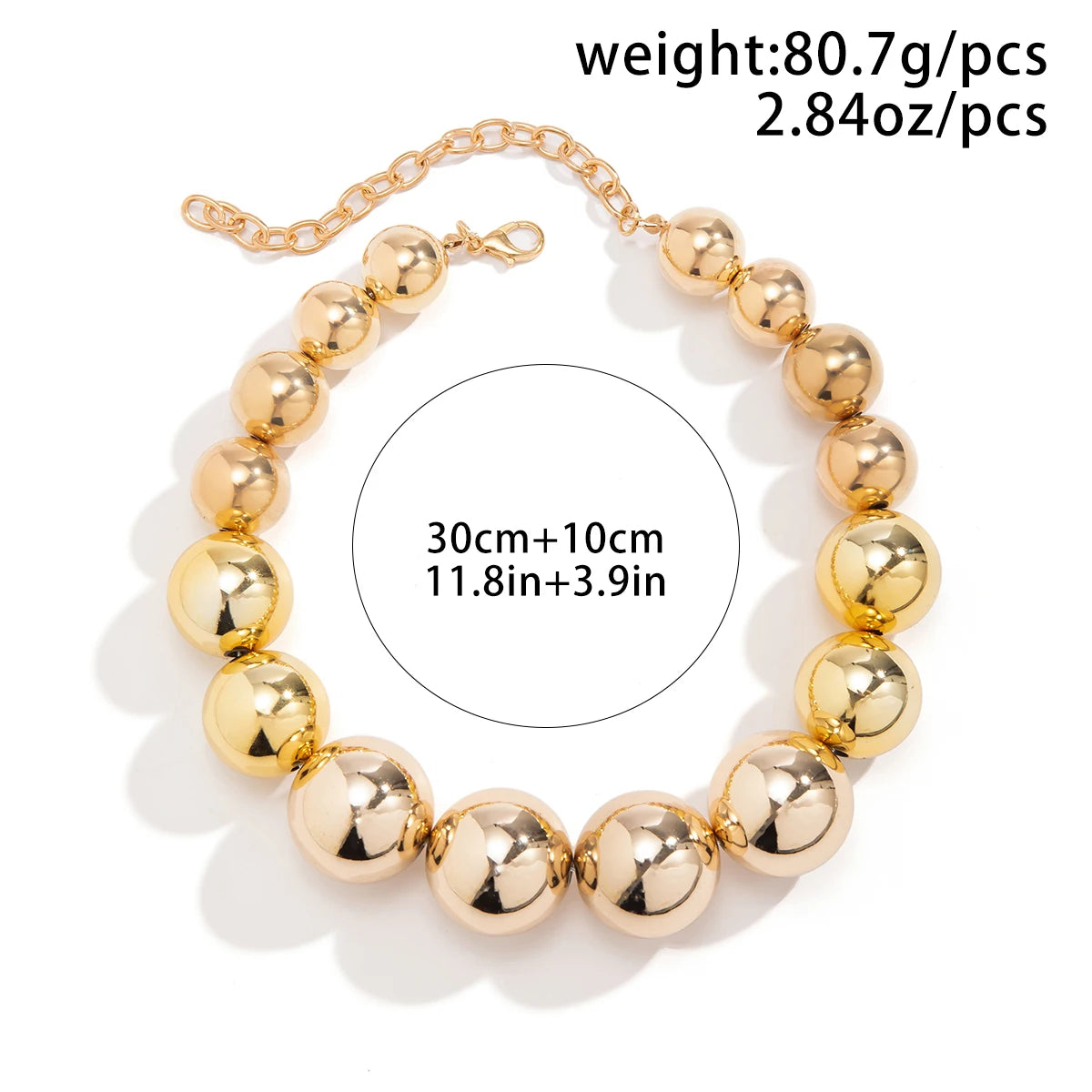 Exaggerated Goth Punk Choker Necklace for Women . Chunky Heavy Acrylic CCB Big Ball Bead Chain, Short Statement Grunge Jewelry with Steampunk Vibes