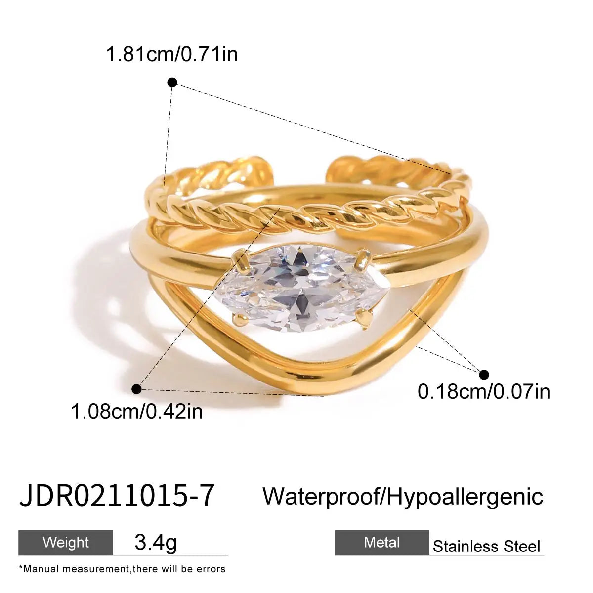 Minimalist 3-Piece Ring Set . Stainless Steel Stackable Rings with Zircon Accents and Ribbed Flower Detail for Effortless Style
