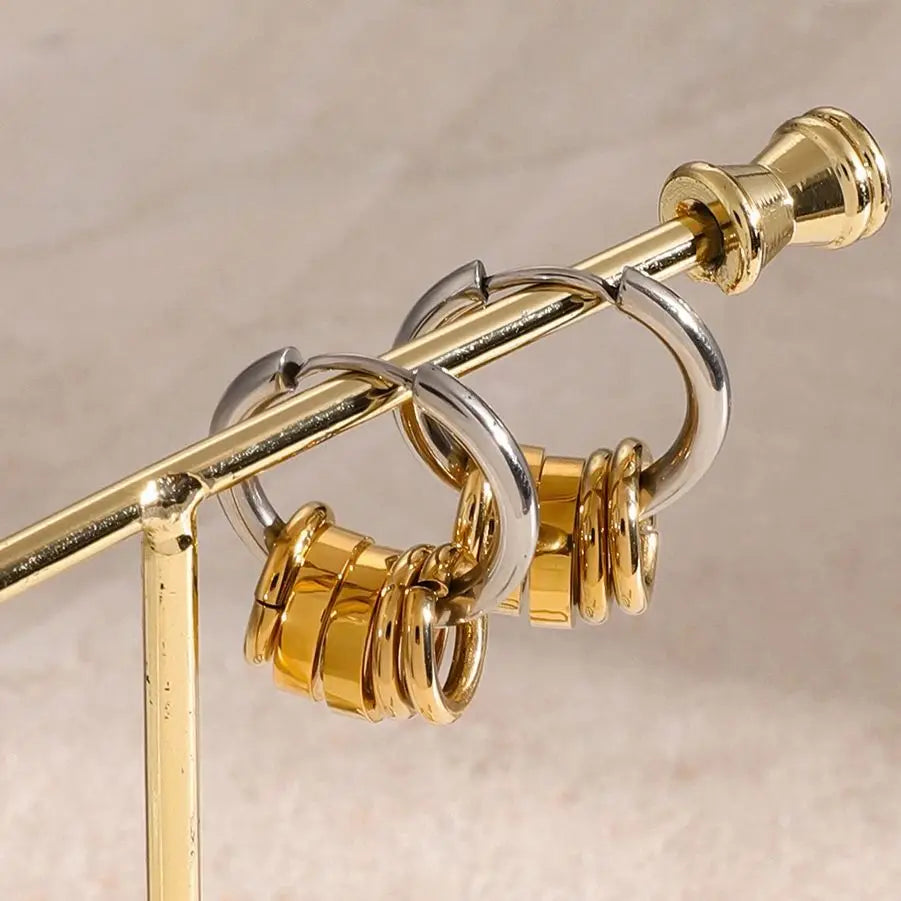Personalized Geometric Hollow Huggie Earrings for Women .18K Gold Plated on 316L Stainless Steel, Unusual Chic Design, Waterproof Fashion Jewelry