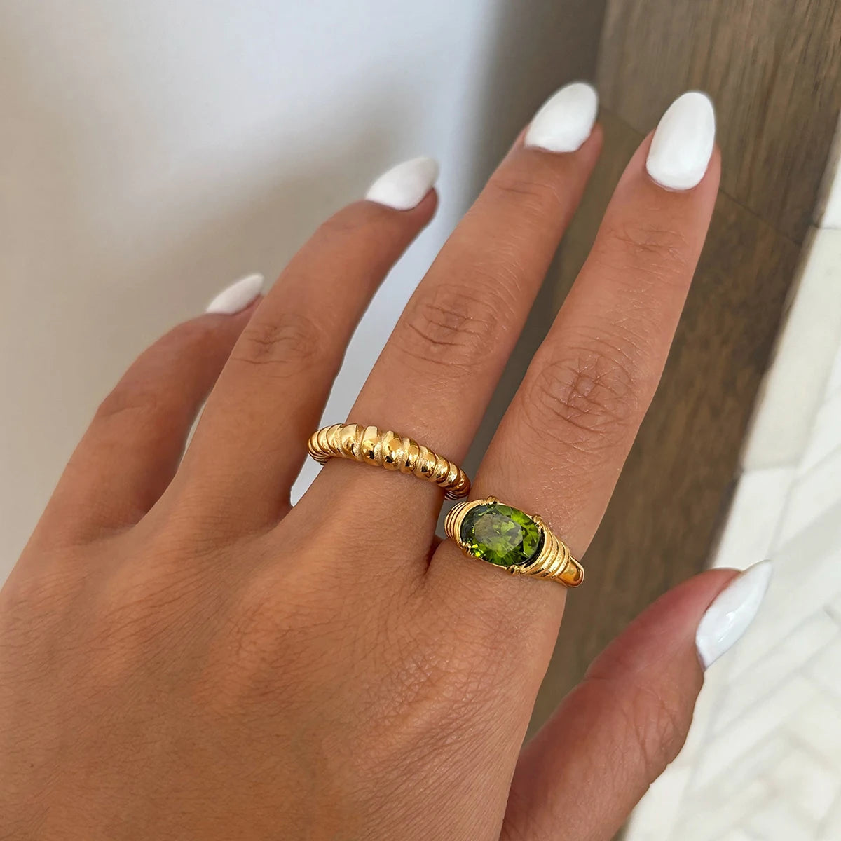Elegant Waterproof Stainless Steel Ring for Women . 18K Gold Color Plated with Sparkling Cubic Zirconia, Perfect for Engagements or Everyday Chic