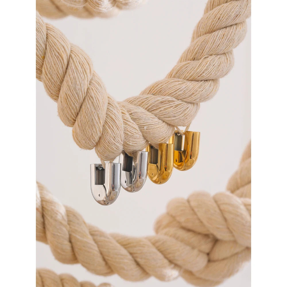 18K PVD Gold Plated U-Shape Hollow Hoop Earrings .316L Stainless Steel Glossy Finish, Waterproof & Hypoallergenic Bold Statement Jewelry for Women