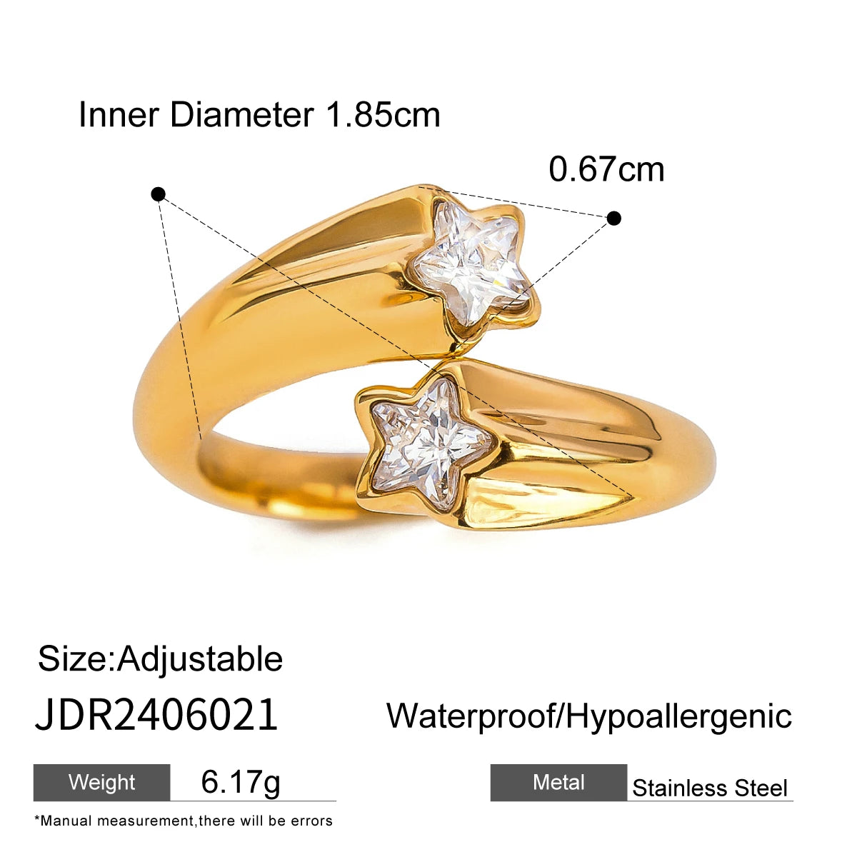 Luxury Open-End Geometric Ring for Women . Shiny AAA Cubic Zirconia, High-Quality Textured Stainless Steel, Waterproof Elegant Statement Jewelry