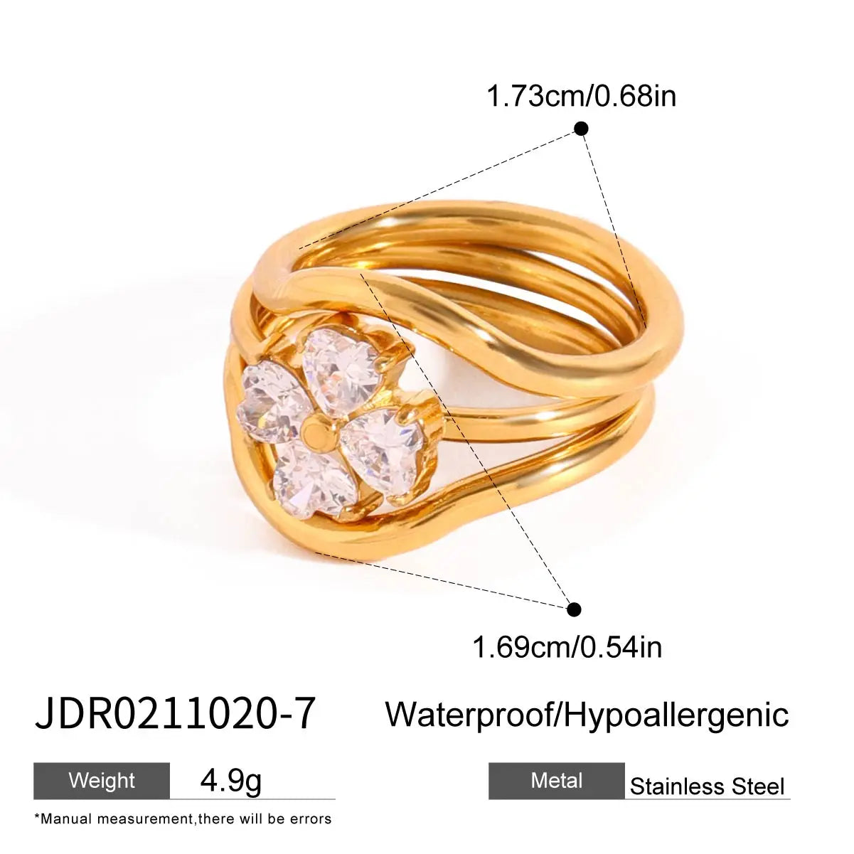 Minimalist 3-Piece Ring Set . Stainless Steel Stackable Rings with Zircon Accents and Ribbed Flower Detail for Effortless Style