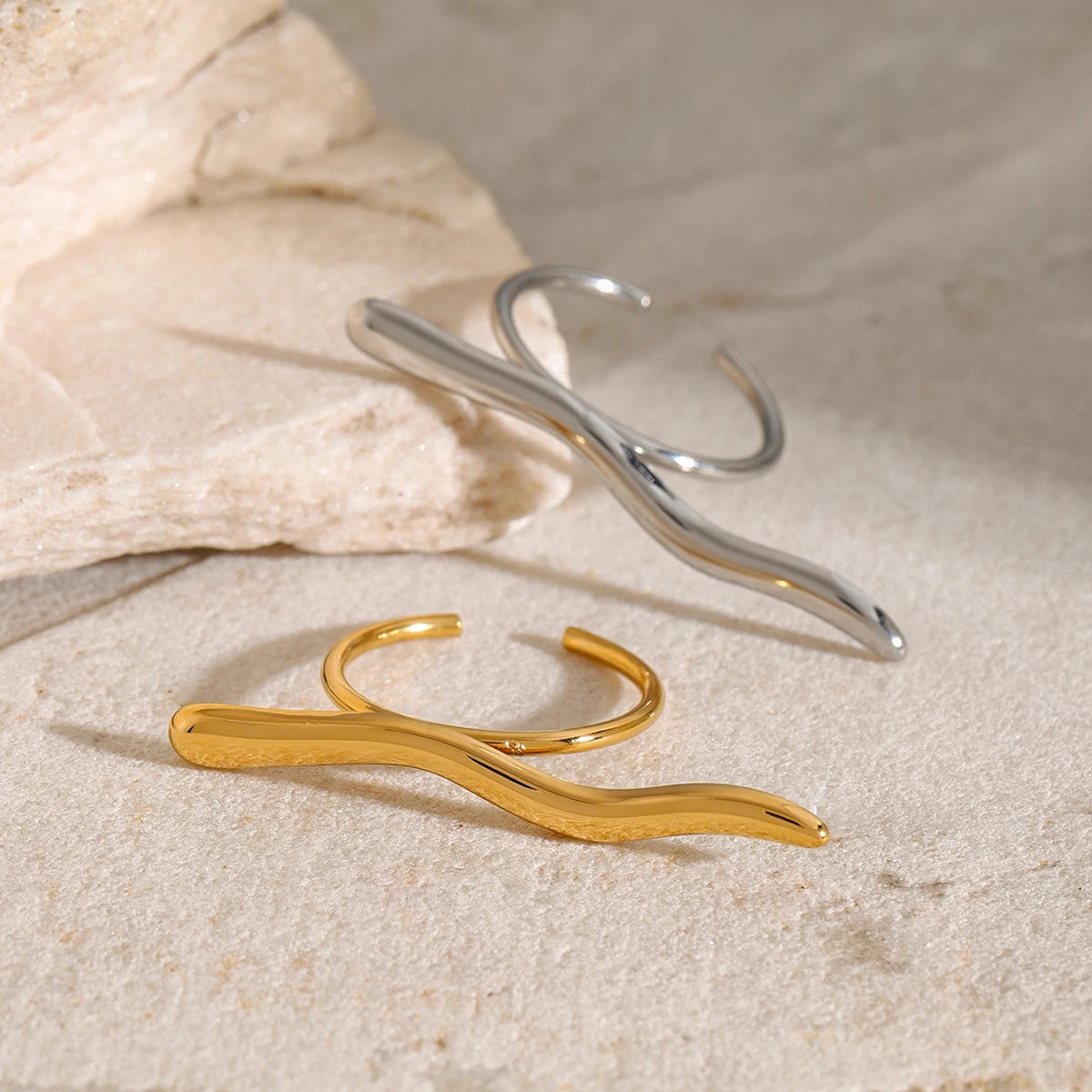 Minimalist Classy Ring for Women . 18K Gold Plated Stainless Steel, Waterproof and Stylish Unique Finger Jewelry for Everyday Elegance