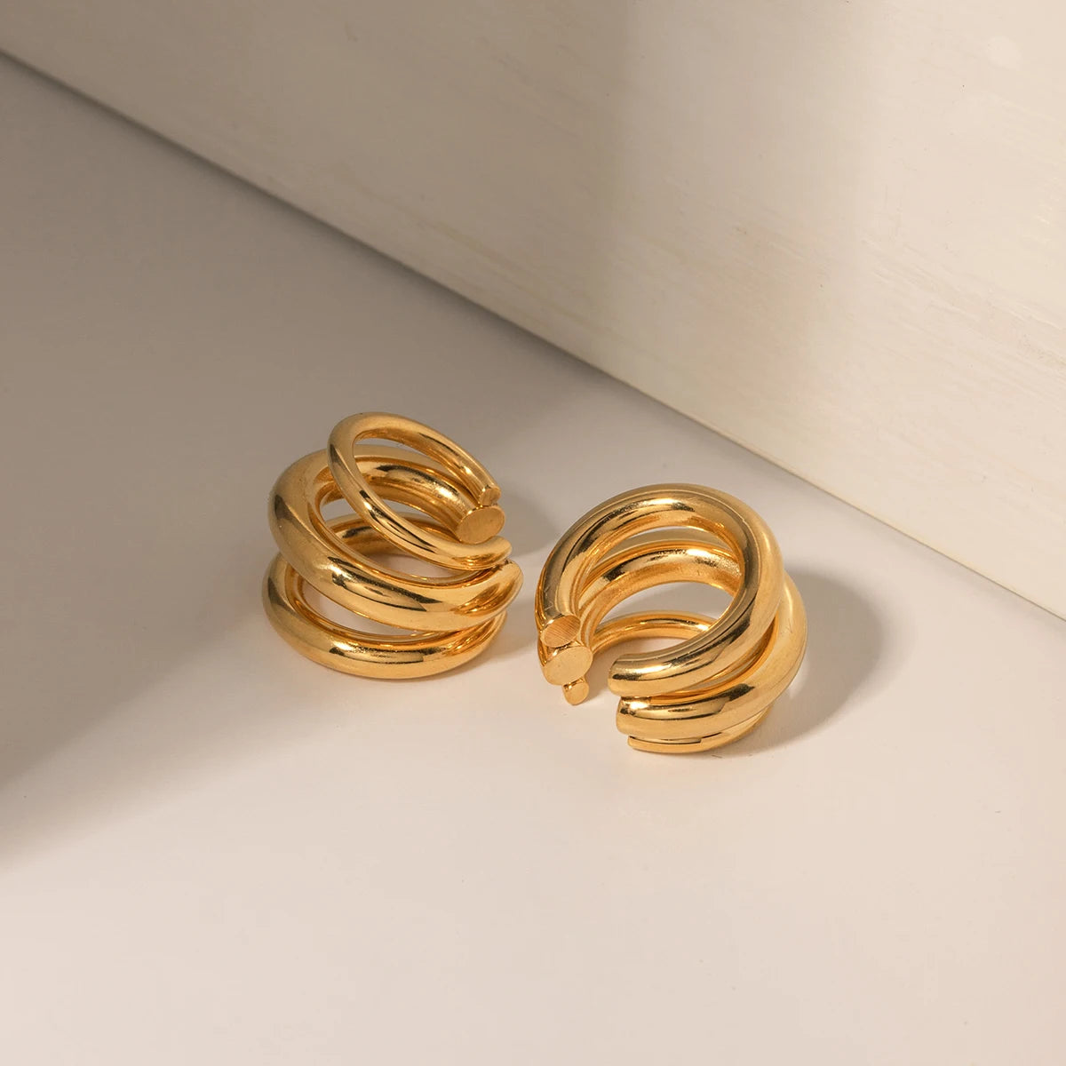 18K Gold Color Stainless Steel Triple.Layer Ear Cuff . Waterproof & Tarnish-Resistant Fashion Jewelry for Trendy Women