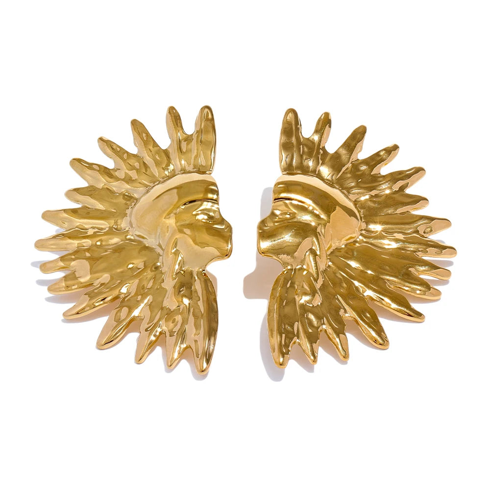 Mayans Stylish Unique Stainless Steel Metal Portrait Charm Stud Earrings Individualistic Trendy Jewelry Bijoux Waterproof